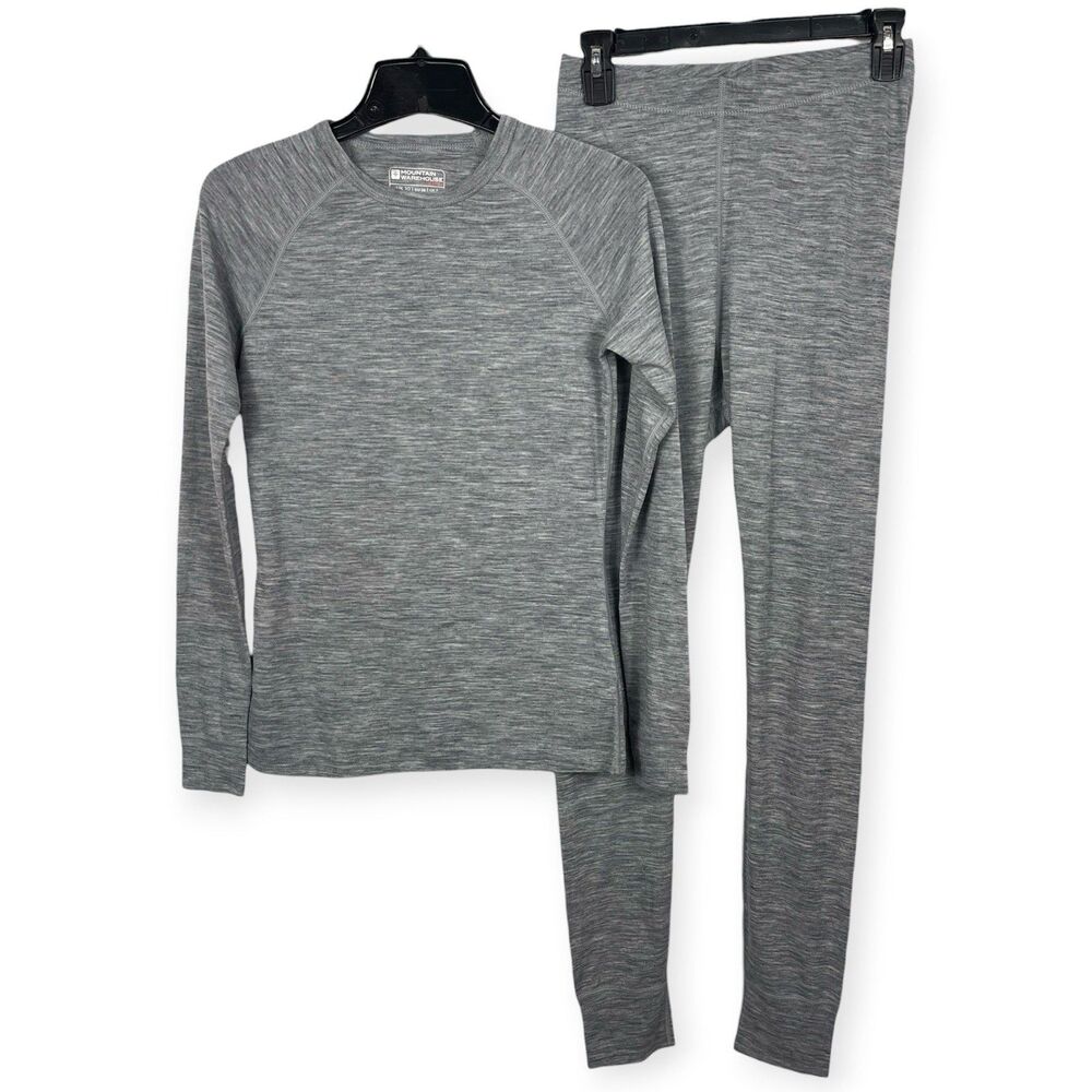 Mountain Warehouse Merino Wool Blend Base Layer Top  & Bottom Gray Size 6 NWOT
